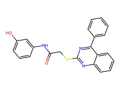 N-(3-hydroxyphenyl)-2-((4-phenylquinazolin-2-yl)thio)acetamide structure