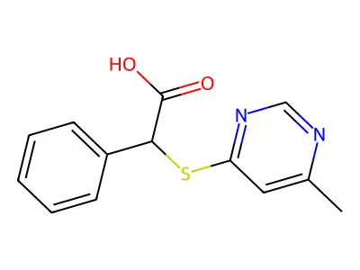 [(6-Methylpyrimidin-4-yl)sulfanyl](phenyl)acetic acid structure