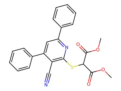1,3-Dimethyl 2-[(3-cyano-4,6-diphenylpyridin-2-YL)sulfanyl]propanedioate structure