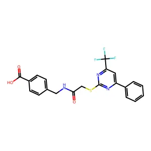 4-[(2-{[4-PHENYL-6-(TRIFLUOROMETHYL)PYRIMIDIN-2-YL]SULFANYL}ACETAMIDO)METHYL]BENZOIC ACID structure