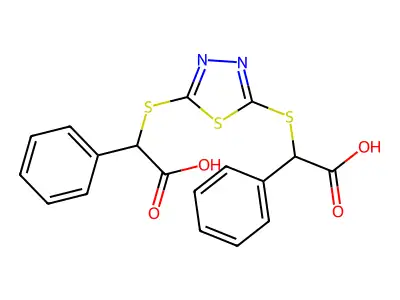 2,2'-(1,3,4-thiadiazole-2,5-diyldisulfanediyl)bis(phenylacetic acid) structure