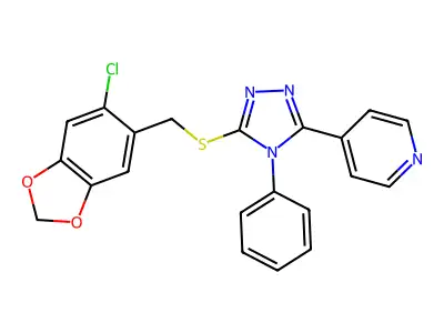 4-(5-{[(6-chloro-2H-1,3-benzodioxol-5-yl)methyl]sulfanyl}-4-phenyl-4H-1,2,4-triazol-3-yl)pyridine structure