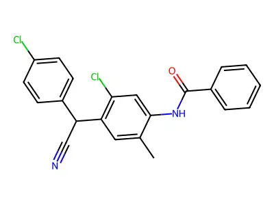N-{5-chloro-4-[(4-chlorophenyl)(cyano)methyl]-2-methylphenyl}benzamide structure