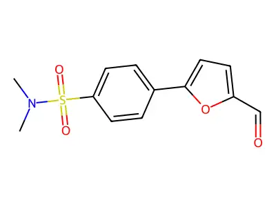 4-(5-formylfuran-2-yl)-N,N-dimethylbenzene-1-sulfonamide structure