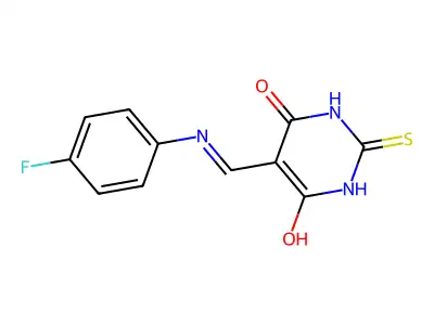 5-{[(4-Fluorophenyl)amino]methylidene}-2-sulfanylidene-1,3-diazinane-4,6-dione structure