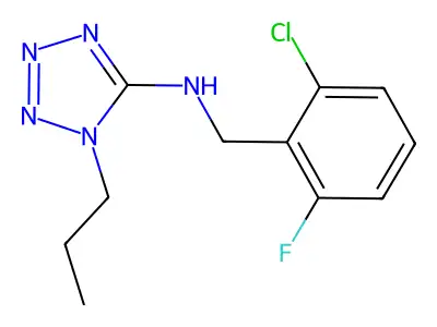 N-(2-chloro-6-fluorobenzyl)-N-(1-propyl-1H-tetraazol-5-yl)amine structure