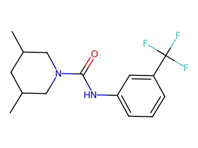3,5-dimethyl-N-[3-(trifluoromethyl)phenyl]piperidine-1-carboxamide structure