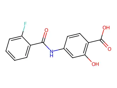 4-[(2-Fluorophenyl)carbonylamino]-2-hydroxybenzoic acid structure