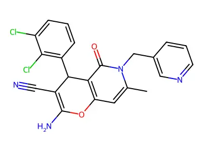 2-amino-4-(2,3-dichlorophenyl)-7-methyl-5-oxo-6-(pyridin-3-ylmethyl)-5,6-dihydro-4H-pyrano[3,2-c]pyridine-3-carbonitrile structure