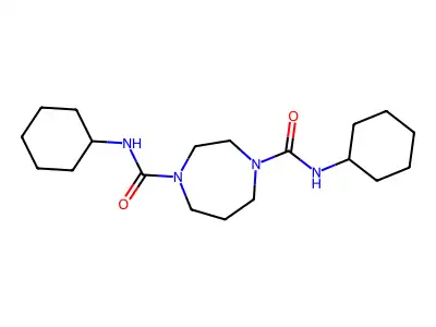 N-cyclohexyl(4-(N-cyclohexylcarbamoyl)(1,4-diazaperhydroepinyl))formamide structure