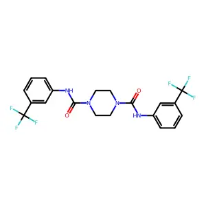 N1,N4-bis[3-(trifluoromethyl)phenyl]piperazine-1,4-dicarboxamide structure