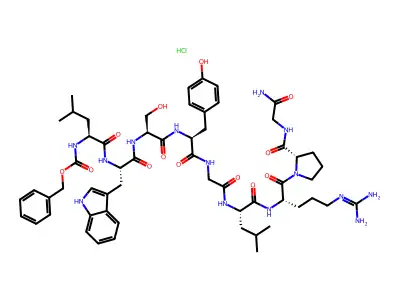Z-(Leu(sup 1)-des-His(sup 2))-LHRH hydrochloride hydrate (2:3:6) structure