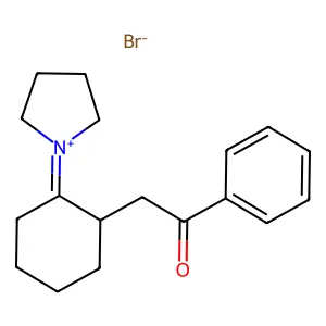 Pyrrolidinium, 1-(2-(2-oxo-2-phenylethyl)cyclohexylidene)-, bromide (1:1) structure