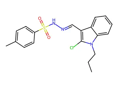 N-[(2-chloro-1-propylindol-3-yl)methylideneamino]-4-methylbenzenesulfonamide structure