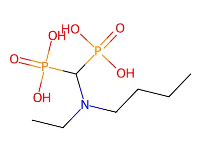 (Butyl(ethyl)amino)methylenediphosphonic acid structure