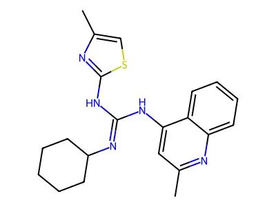 N-Cyclohexyl-N'-(2-methyl-4-quinolinyl)-N''-(4-methyl-2-thiazolyl)guanidine structure
