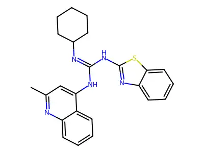 N-2-Benzothiazolyl-N'-cyclohexyl-N''-(2-methyl-4-quinolinyl)guanidine structure