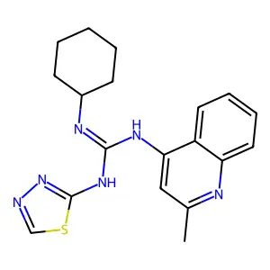 Guanidine, 1-cyclohexyl-2-(2-methyl-4-quinolyl)-3-(1,3,4-thiadiazol-2-yl)- structure