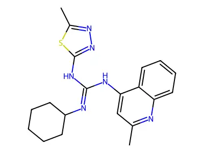Guanidine, N-cyclohexyl-N'-(2-methyl-4-quinolinyl)-N''-(5-methyl-1,3,4-thiadiazol-2-yl)- structure
