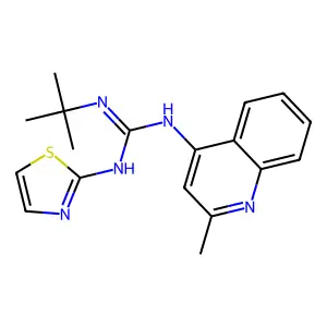 Guanidine, 1-tert-butyl-2-(2-methyl-4-quinolyl)-3-(2-thiazolyl)- structure