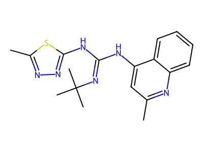 Guanidine, 1-tert-butyl-2-(2-methyl-4-quinolyl)-3-(5-methyl-1,3,4-thiadiazol-2-yl)- structure