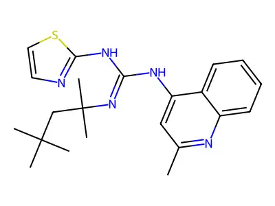 Guanidine, N-(2-methyl-4-quinolinyl)-N'-(1,1,3,3-tetramethylbutyl)-N''-2-thiazolyl- structure