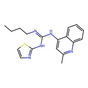 Guanidine, 1-butyl-2-(2-methyl-4-quinolyl)-3-(2-thiazolyl)- structure