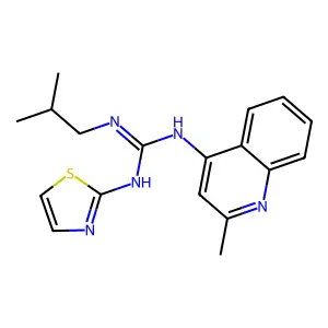 Guanidine, 1-isobutyl-2-(2-methyl-4-quinolyl)-3-(2-thiazolyl)- structure