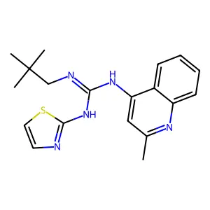 Guanidine, 1-(2,2-dimethylpropyl)-2-(2-methyl-4-quinolyl)-3-(2-thiazolyl)- structure