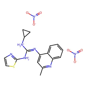 Guanidine, 1-cyclopropyl-2-(2-methyl-4-quinolyl)-3-(2-thiazolyl)-, dinitrate structure