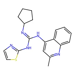 Guanidine, 1-cyclopentyl-2-(2-methyl-4-quinolyl)-3-(2-thiazolyl)- structure