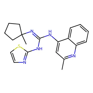 Guanidine, 1-(1-methylcyclopentyl)-2-(2-methyl-4-quinolyl)-3-(2-thiazolyl)- structure