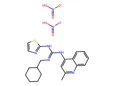 Guanidine, 1-(cyclohexylmethyl)-2-(2-methyl-4-quinolyl)-3-(2-thiazolyl)-, dinitrate structure