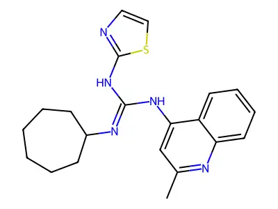 Guanidine, N-cycloheptyl-N'-(2-methyl-4-quinolinyl)-N''-2-thiazolyl- structure