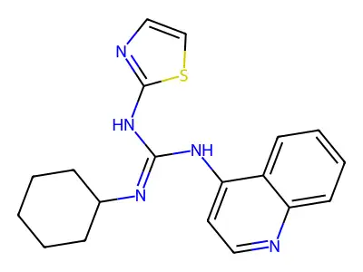 N''-Cyclohexyl-N-quinolin-4(1H)-ylidene-N'-1,3-thiazol-2-ylguanidine structure