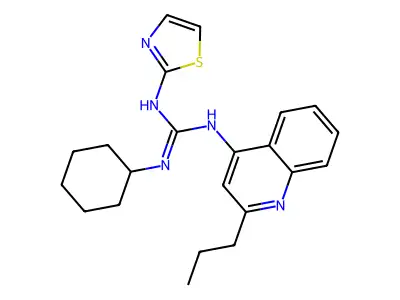 Guanidine, N-cyclohexyl-N'-(2-propyl-4-quinolinyl)-N''-2-thiazolyl- structure