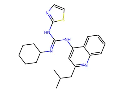 Guanidine, N-cyclohexyl-N'-(2-(2-methylpropyl)-4-quinolinyl)-N''-2-thiazolyl- structure