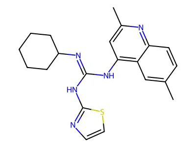 Guanidine, N-cyclohexyl-N'-(2,6-dimethyl-4-quinolinyl)-N''-2-thiazolyl- structure