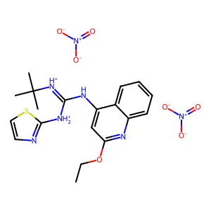 Guanidine, 1-tert-butyl-2-(2-ethoxy-4-quinolyl)-3-(2-thiazolyl)-, dinitrate structure