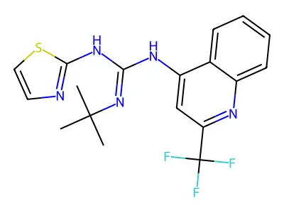 Guanidine, 1-tert-butyl-3-(2-thiazolyl)-2-(2-(trifluoromethyl)-4-quinolyl)- structure