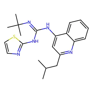 Guanidine, 1-tert-butyl-2-(2-isobutyl-4-quinolyl)-3-(2-thiazolyl) structure