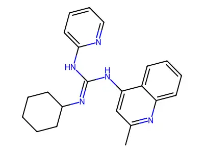 Guanidine, N-cyclohexyl-N'-(2-methyl-4-quinolinyl)-N''-2-pyridinyl- structure