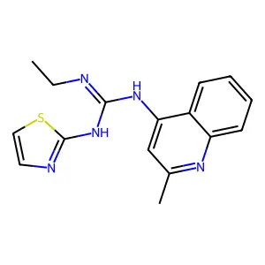 Guanidine, 1-ethyl-2-(2-methyl-4-quinolyl)-3-(2-thiazolyl)- structure