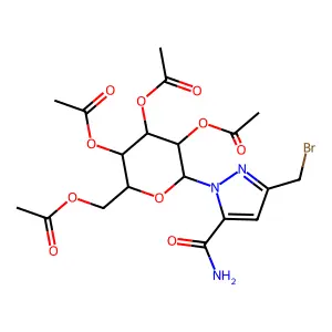[3,4,5-triacetyloxy-6-[3-(bromomethyl)-5-carbamoylpyrazol-1-yl]oxan-2-yl]methyl acetate structure