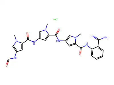 1H-Pyrrole-2-carboxamide, N-(5-(((2-(aminoiminomethyl)phenyl)amino)carbonyl)-1-methyl-1H-pyrrol-3-yl)-4-(((4-(formylamino)-1-methyl-1H-pyrrol-2-yl)carbonyl)amino)-1-methyl-, monohydrochloride, hydrate (1:1:1) structure