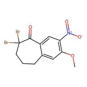 6,6-dibromo-2-methoxy-3-nitro-8,9-dihydro-7H-benzo[7]annulen-5-one structure