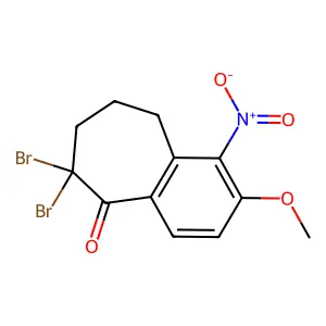 6,6-dibromo-2-methoxy-1-nitro-8,9-dihydro-7H-benzo[7]annulen-5-one structure