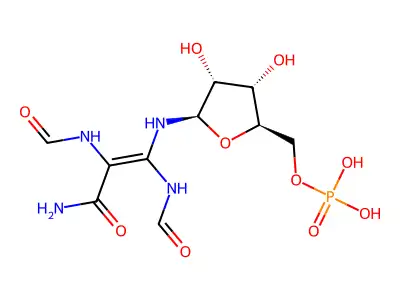 alpha,beta-Diformamido-beta-(5'-phosphoribosylamino)acrylamide structure