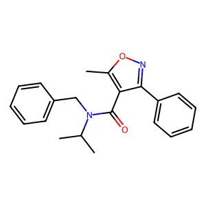 N-benzyl-5-methyl-3-phenyl-N-(propan-2-yl)-1,2-oxazole-4-carboxamide structure