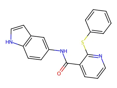 N-(1H-indol-5-yl)-2-phenylsulfanylpyridine-3-carboxamide structure